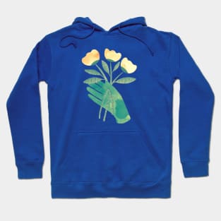 Green hand with yellow flowers for you Hoodie